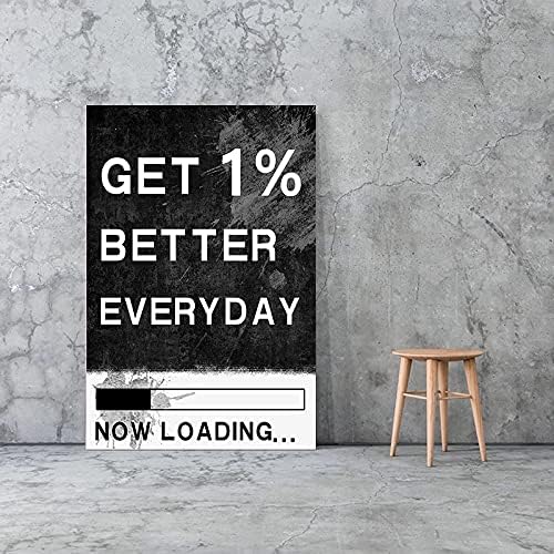 Framed Inspiring Wall Art GET 1% BETTER EVERYDAY Canvas Paintings Wall Decor Gallery Wrapped Ready to Hang-24 Wx36 H