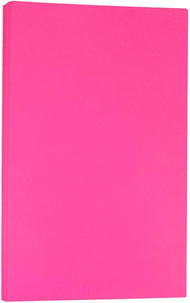 JAM PAPER Legal Colored 24lb Paper - 90 gsm - 8.5 x 14 - Ultra Fuchsia Pink - 100 Sheets/Pack