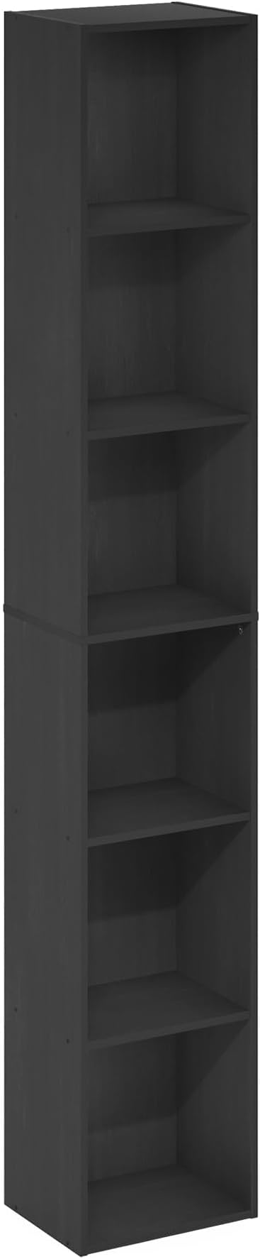 Furinno PASIR Book Shelf, 6-Tier Bookcase, Tall Standing Bookshelf, Open Storage Shelf, 9.4 x 12 x 71 Inches, for Home Office, Living Room, Darkwood
