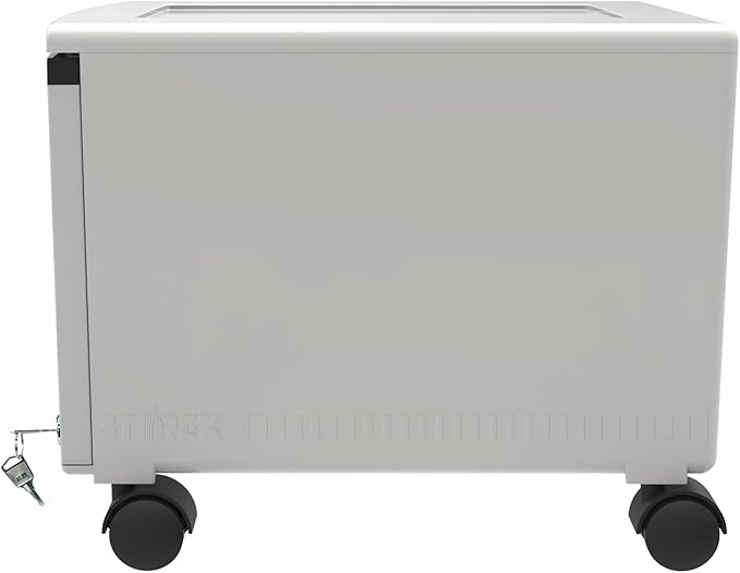 Storex Plastic One-Drawer File Cabinet – Locking Document Organizer with Casters for Home and Office, Gray, 1-Pack (61266A01C)
