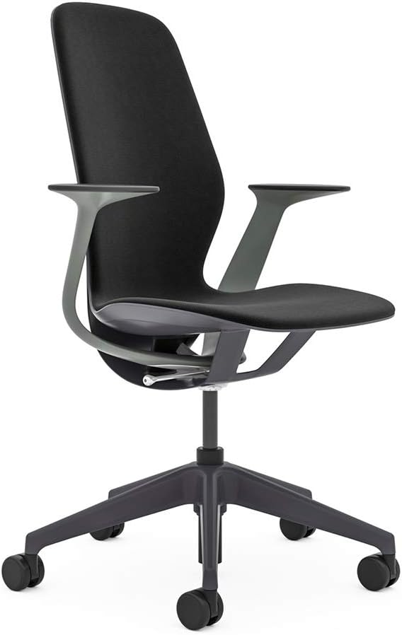 Steelcase SILQ Office Desk Chair Merle Dark Frame Cogent Connect Licorice Fabric 5S26 with Hubless Casters Wheels
