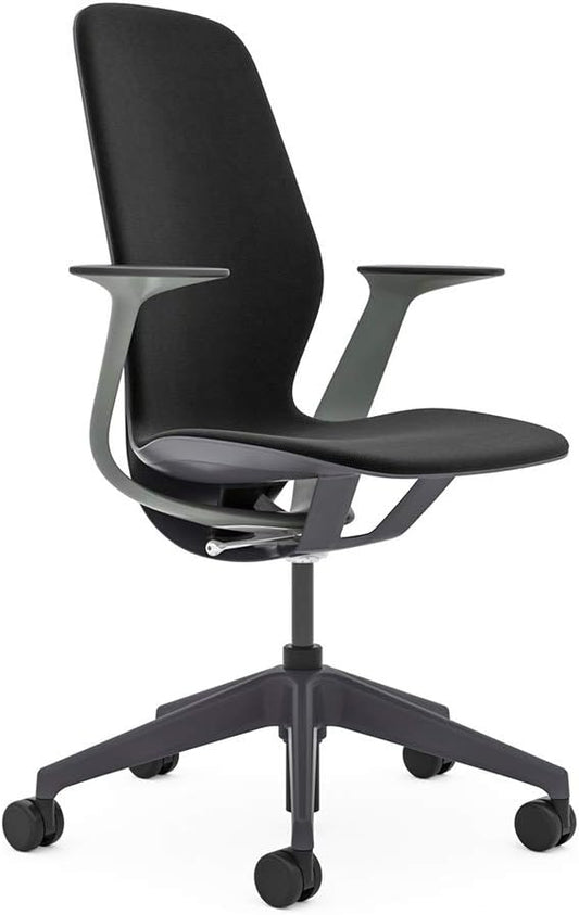 Steelcase SILQ Office Desk Chair Merle Dark Frame Cogent Connect Licorice Fabric 5S26 with Hubless Casters Wheels