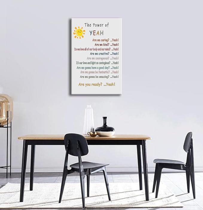 WYJDFART “The Power of Yeah” Motivational Poster Positive Psychological Suggestion Inspirational Wall Decor for Home Bedroom School Psychotherapy Room Framed Ready to Hang [24" W X 36" H]