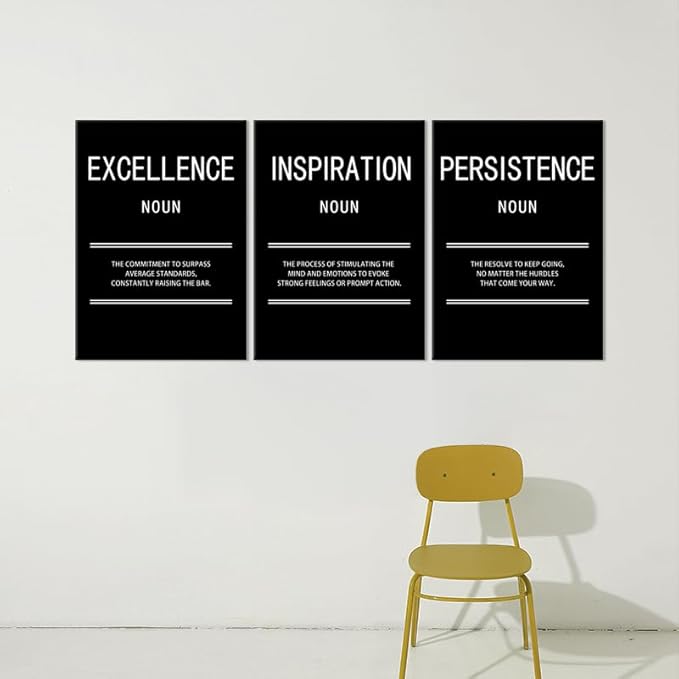 Inspiration Excellence Persistence Motivational Canvas Wall Art Creation Inspirational Poster Painting Modern Inspiring Artwork for Office Home Living Room Stretched and Framed[60''Wx 28''H]
