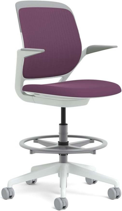 Steelcase White Base with Hard Floor Casters Cobi Stool, Concord