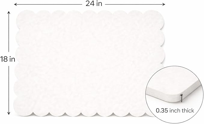 Scalloped Felt Bulletin Board 24x18 in, Thick PET Felt Pin Board, Heat-Pressed Flat, Self-Adhesive Mount, Push Pin Friendly Photo/Card Display for Home, Office, Crafts, Planning, Jewelry (Oatmeal)