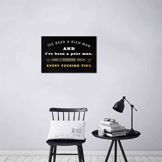 Motto Inspirational Wall Art Motivational Canvas Painting Pictures Inspiring Entrepreneur Quotes Posters Prints Artwork Home Office Decorations Framed (12”Hx16”W)