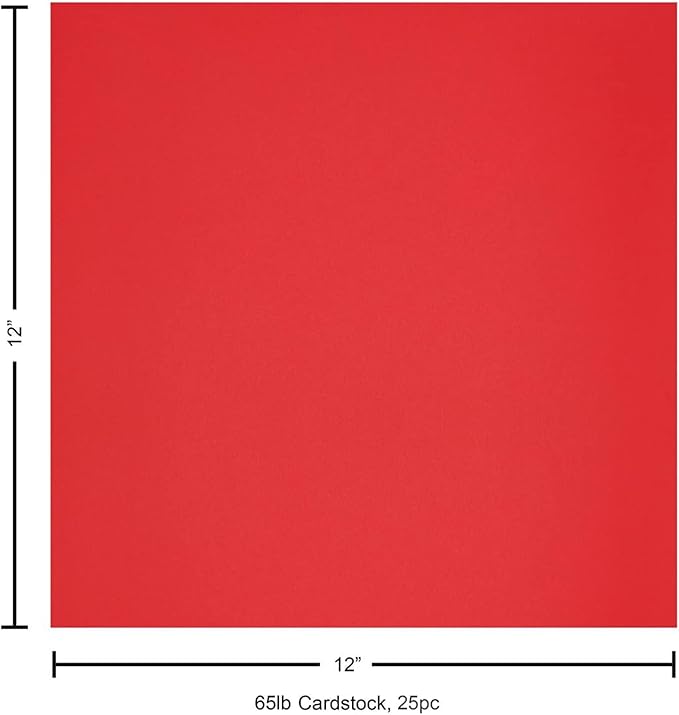 PA Paper Accents Smooth Cardstock 12” x 12” Ladybug, 65lb colored cardstock paper for card making, scrapbooking, printing, quilling and crafts, 25 piece pack