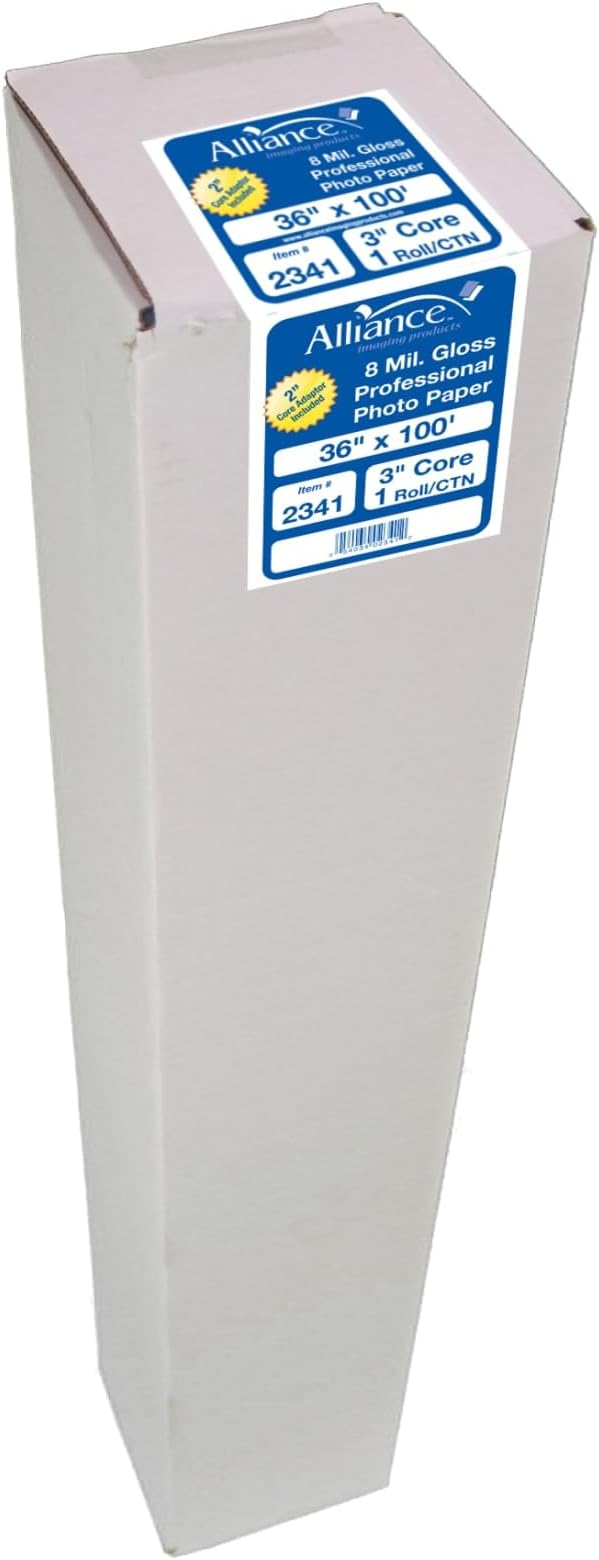 Alliance Wide Format Paper 36" x 100' 8 mil Photo Base 3"core with 2"core adapter For Aqueous Printers 1 roll/carton Glossy Finish