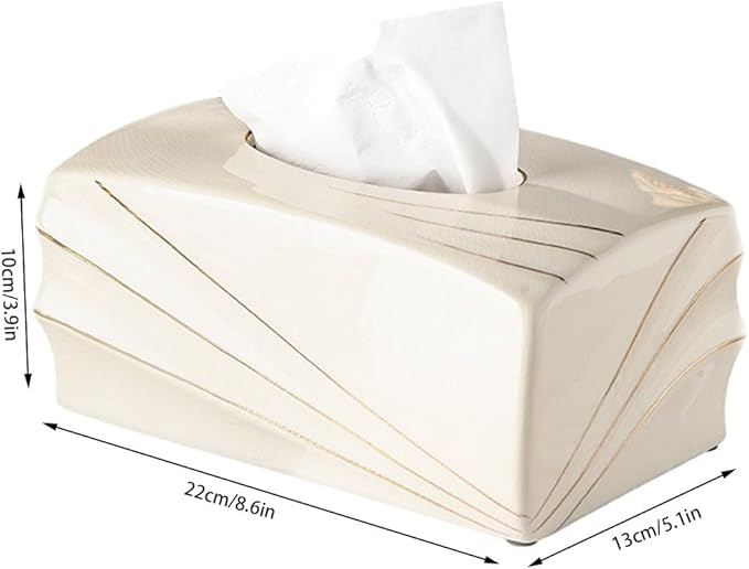 Stylish Tissue Box Ceramics Tissue Box Rectangle Facial Tissue Box and Facial Paper Organizer for Bathroom Vanity Desk Offices Bedroom Home Modern Tissue Box (Color : White) (Green)