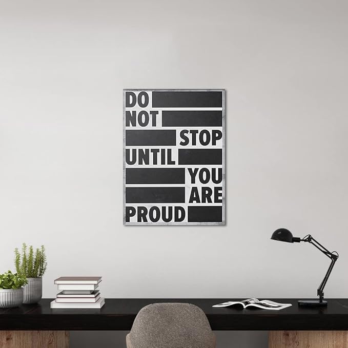 Framed Motivational Wall Art Canvas Inspirational Wall Art Do Not Stop Until You Are Proud Poster for Office Work Dorm Home living room School College Wall Decoration Ready to Hang - 18" Wx24 H
