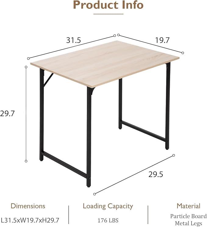 BestOffice Computer Desk,Home Office Desk, Modern Simple Style for Home Office Study Writing (Nature, 32 Inch)