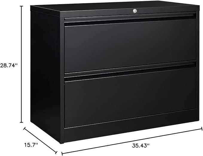 MIIIKO 2 Drawer Lateral File Cabinet with Lock, Filing Cabinet for Home Office, Easy Assemble, Metal Storage File Cabinet for Hanging Files Letter/Legal/F4/A4 Size
