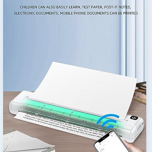 Yunseity Portable Inkless Printer, A4 Thermal Printer with, Rechargeable Battery, Wide Compatibility for School Office, Easy to Use