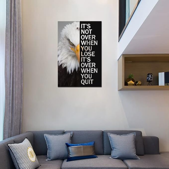 Eagle Inspirational Canvas Wall Art Animal Motivational Print Poster Animal Picture Painting Modern Affirmative Inspiring Artwork for Home Living Room Office Decor Ready to Hang [24''W x 36''H]