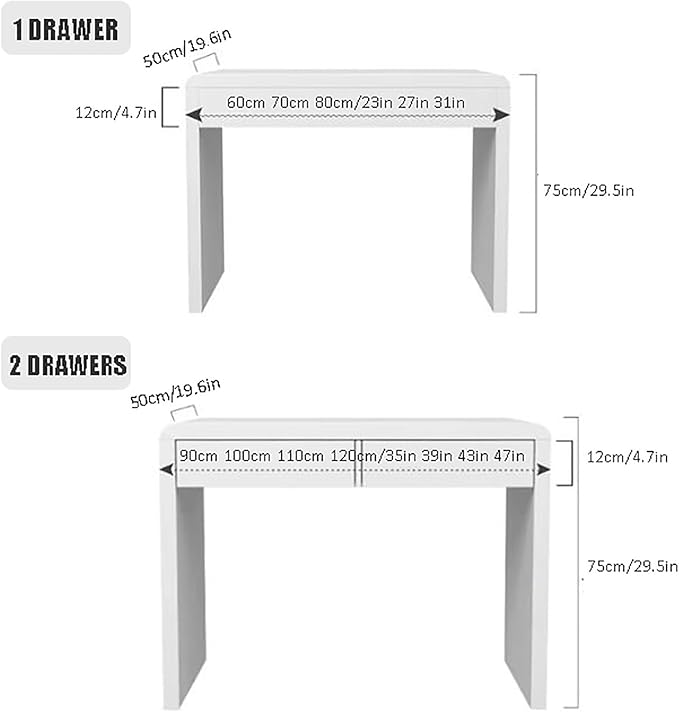 Modern Office Desk with Storage Drawers,Wood Computer Desk,White Desk Spacious Desktop,Compact Writing Study Desk,Multipurpose Workstation for bedroom home office(70x50x75cm(28x20x30inch), White)