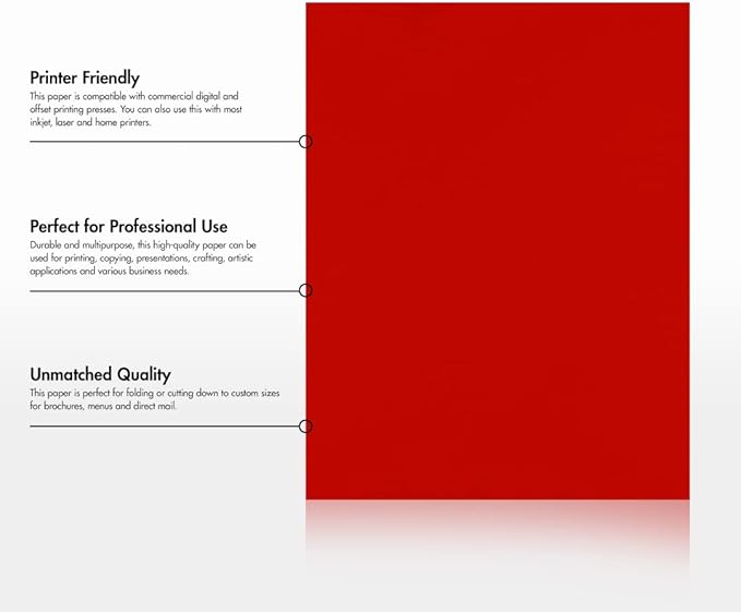 LUXPaper 8.5" x 11" Paper | Letter Size | Holiday Red | 60lb. Text | 50 Qty