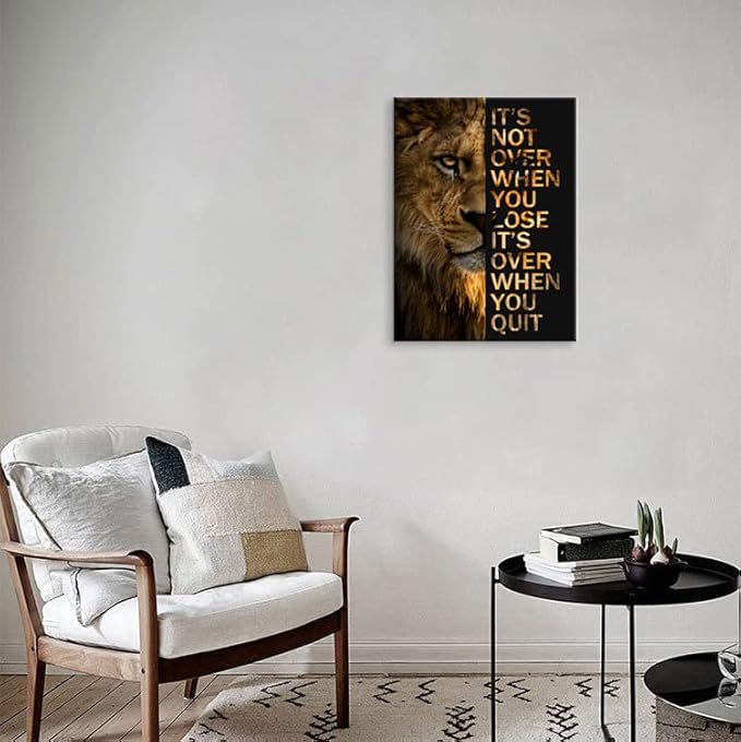 Inspirational Lion Wall Art Picture Entrepreneur Quotes Motivational Animal Painting Poster Print Canvas Wall Artwork for Bedroom Living Room Office Decor Frame Ready to Hang[18" W x 24" H]
