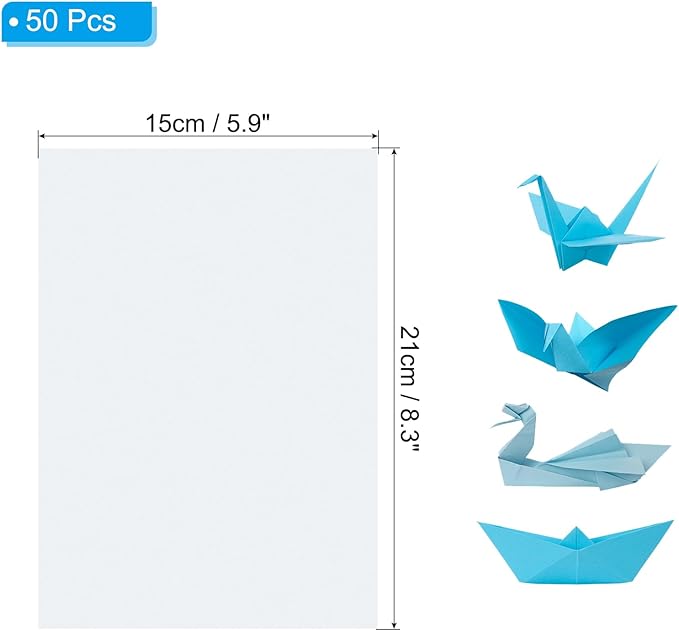 PATIKIL White Colored Copy Paper, 50 Sheets 8.3x5.9 A5 19lb/70gsm Double Sided Colorful Print Paper Bulk Sheet DIY Craft Art Projects Supplies for Printer Origami