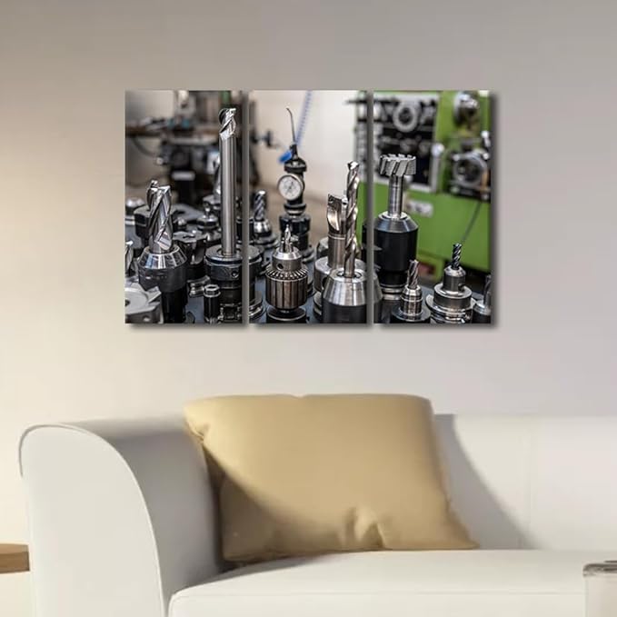 TUMOVO CNC Machine Tools Prints for Wall Decor Machine Pictures Print on Canvas Bathroom Decor Wall Art Canvas Wall Artwork Family Wall Decor Modern Home Decor Canvas Art Wall Hanging, 36x24 Inch