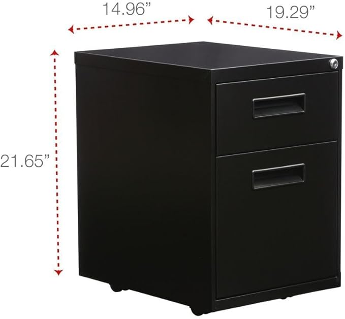 Alera ALE Two-Drawer Metal Pedestal File, 14 7/8w x 19 1/8d x 21 5/8h, Black