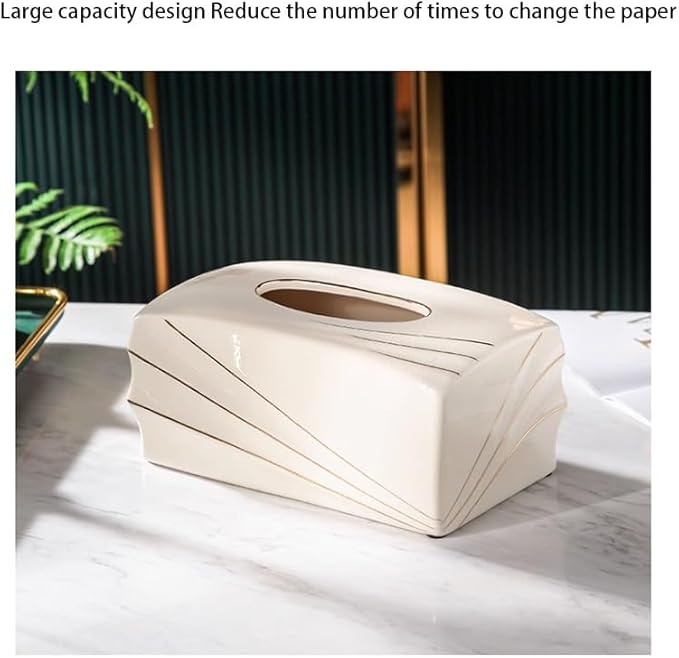 Stylish Tissue Box Ceramics Tissue Box Rectangle Facial Tissue Box and Facial Paper Organizer for Bathroom Vanity Desk Offices Bedroom Home Modern Tissue Box (Color : White) (Green)