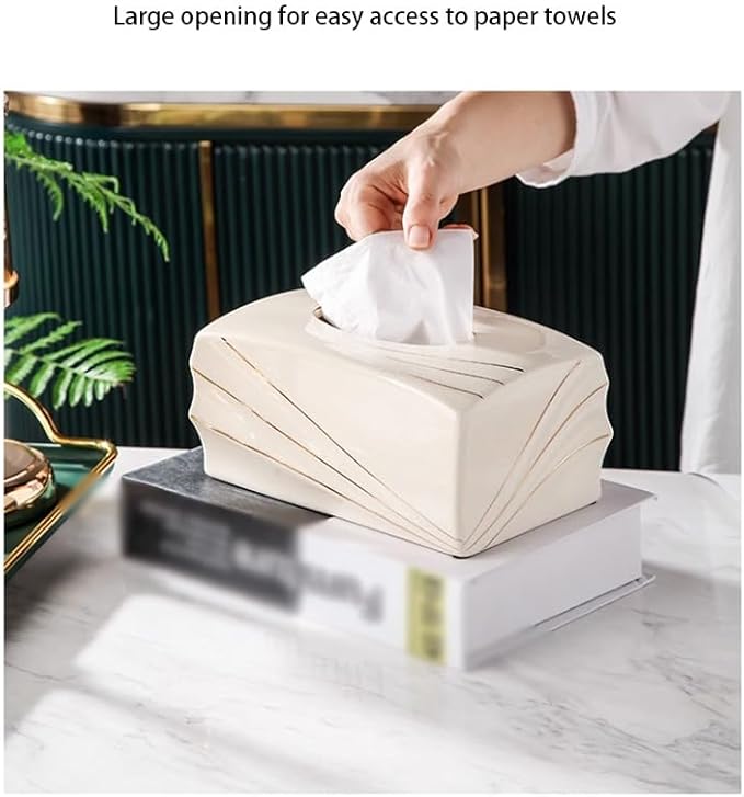 Stylish Tissue Box Ceramics Tissue Box Rectangle Facial Tissue Box and Facial Paper Organizer for Bathroom Vanity Desk Offices Bedroom Home Modern Tissue Box (Color : White) (Green)