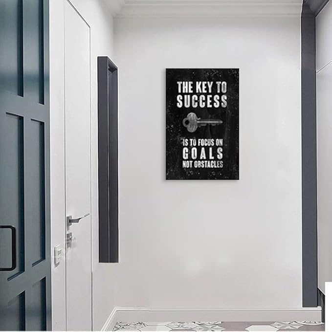 WYJZDZQ8 Inspirational Office Wall Decor Motivational Canvas Wall Art The Key to Success Is to Focus on Goals Not Obstacles Printing Poster Artwork Frame Classroom Home Ready to hang[24''W x 36''H]