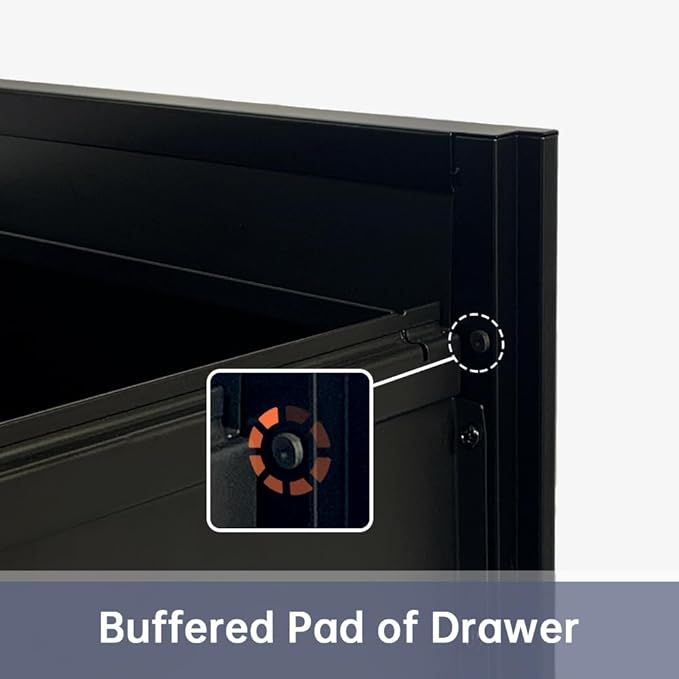 3 Drawer Locking Mobile Metal Storage, File Cabinet for Home or Office, Assembled (Except Casters), Black