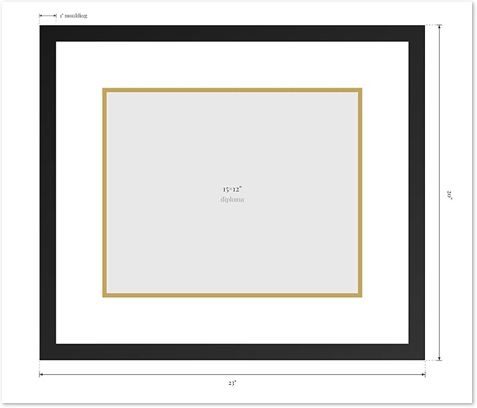 Diploma Frame Stainless Silver with Dark Red Over Gold Double Mat - Fits 15 x 12 Military/Government Wall Display Made in the USA