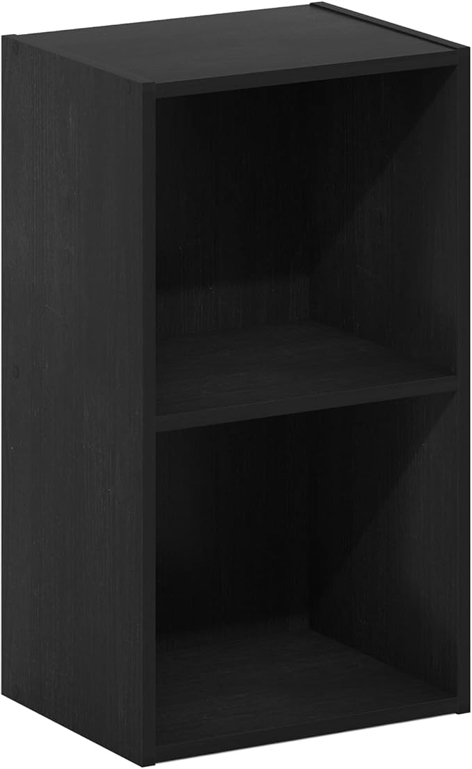 Furinno PASIR Book Shelf, 2-Tier Modern Bookshelf, Open Shelves Cube Bookcase, 9 x 12 x 21, Easy Assembly, Closed Back, for Living Room, Bedroom, Home Office, Darkwood