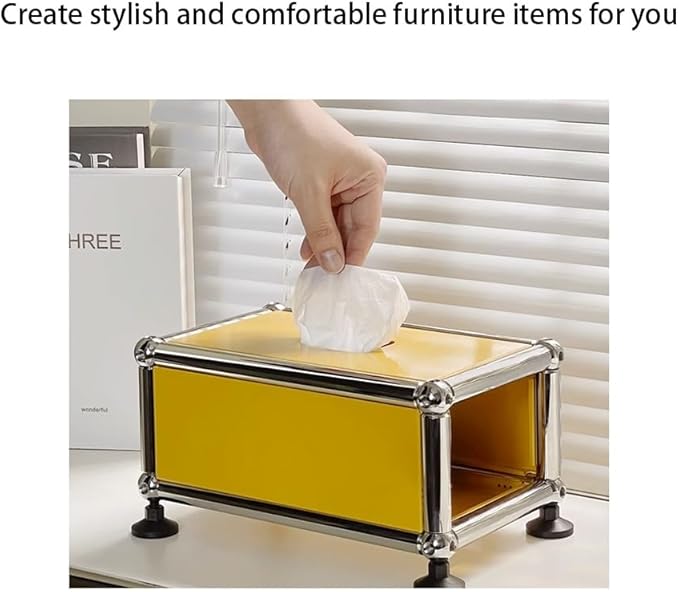 Stylish Tissue Box Stainless Steel Tissue Box Napkin Tissue Box Holder and Rectangle Tissue Organizer for Kitchen Office Room Home Decor Modern Tissue Box (Color : Blue) (Blue)