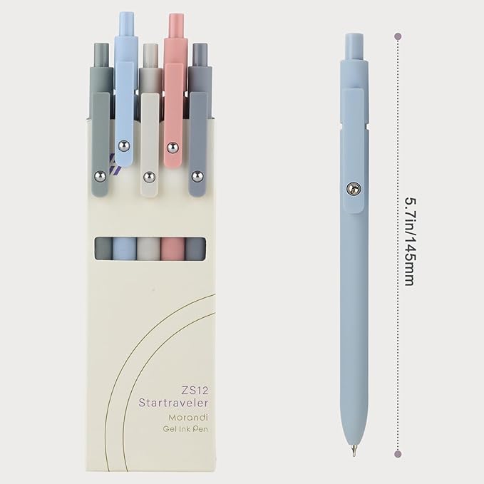 FIOVER 5pcs Gel Pens Quick Dry Ink Pens Fine Point Premium Retractable Rolling Ball Gel Pens Black Ink Smooth Writing for School Office Home (Pack of 2)