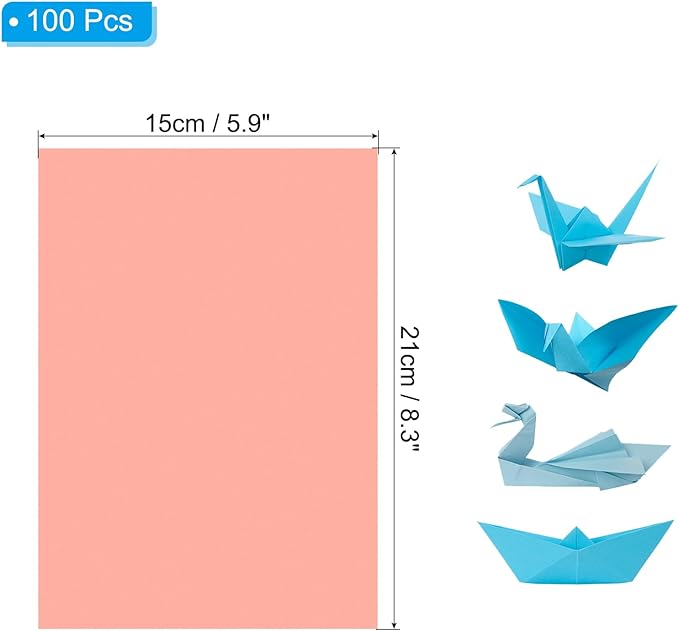 PATIKIL Fluorescent Pink Colored Copy Paper, 100 Sheets 8.3x5.9" A5 19lb/70gsm Double Sided Colorful Print Paper Bulk Sheet DIY Craft Art Projects Supplies for Printer Origami