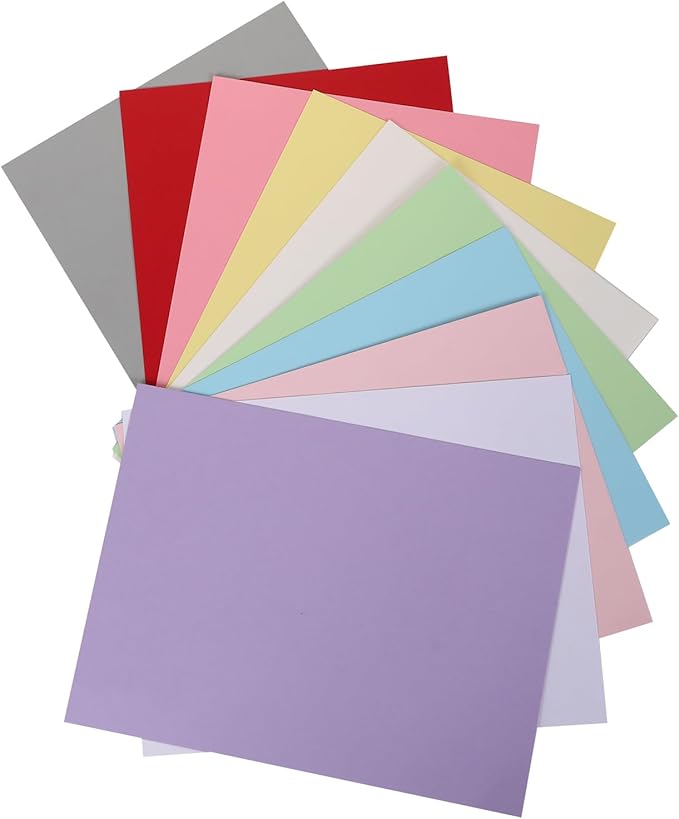100 Sheets Cardstock 10 Light Color, 8.5" x 11", 92 LB/250 GSM for Card Making, Craft, Party Decors, Kids School Supplies