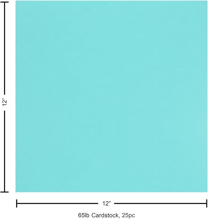 PA Paper Accents Smooth Cardstock 12" x 12" Mediterranean, 65lb colored cardstock paper for card making, scrapbooking, printing, quilling and crafts, 25 piece pack