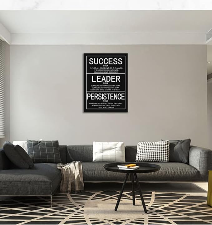Inspirational Canvas Wall Art Success Noun Leader Noun Persistence Noun Motivational Picture Painting Posters Prints Artwork Office Library Wall Decor Framed [30" W X 40" H]