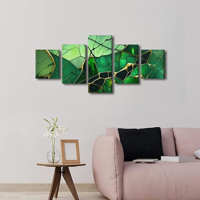 Canvas Wall Art Decor Abstract Canvas Wall Art for Men Stained Glass Window Poster Printing 5 Panel Office Wall Decor for Native Americans Living Room Decor Stretched Ready to Hang 50x24 in