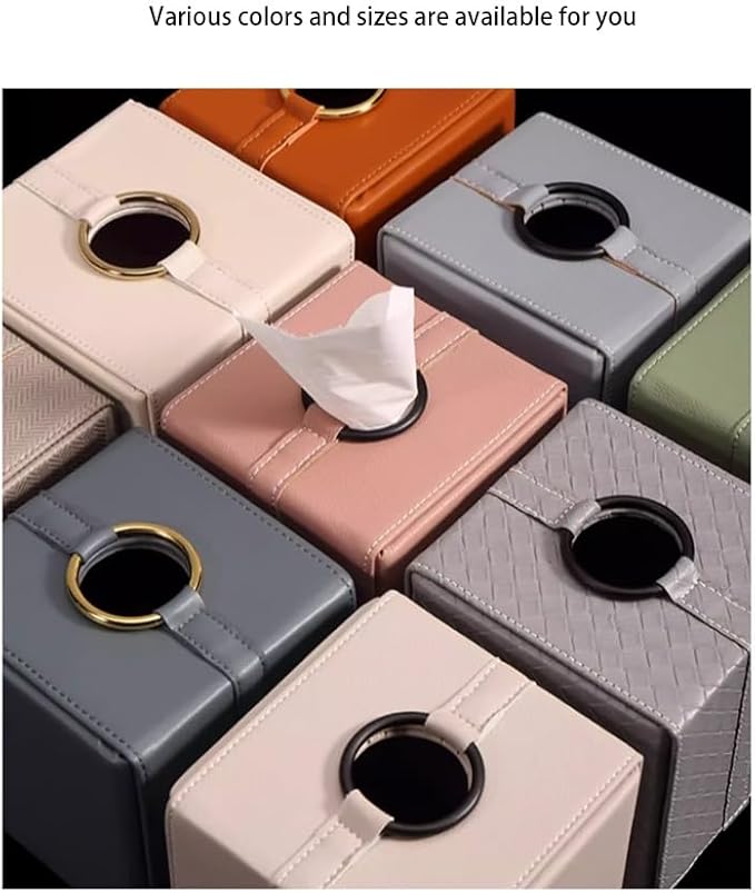 Stylish Tissue Box Durable Leather Tissue Box and Pu Tissue Box Holder Can be Used for Bathroom Dressing Table Bedside Table Office Desk Modern Tissue Box (Color : White) (Gray)