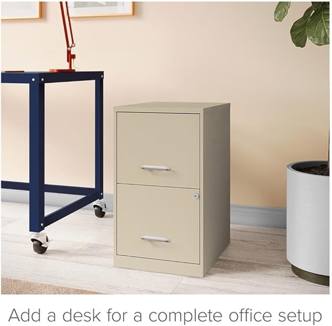 Scranton & Co Set of 2 18" D 2-Drawers Metal File Cabinet in Putty/Beige