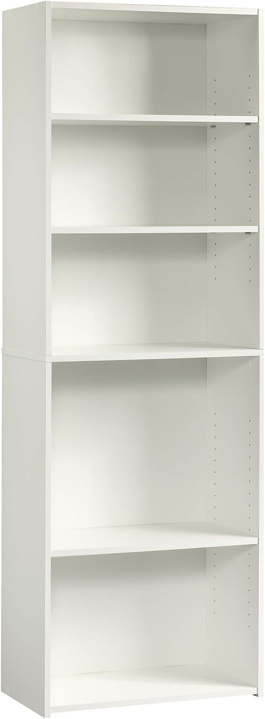 Sauder Beginnings 5-Shelf Bookcase, Bookshelf with Adjustable Storage Shelves, in Soft White