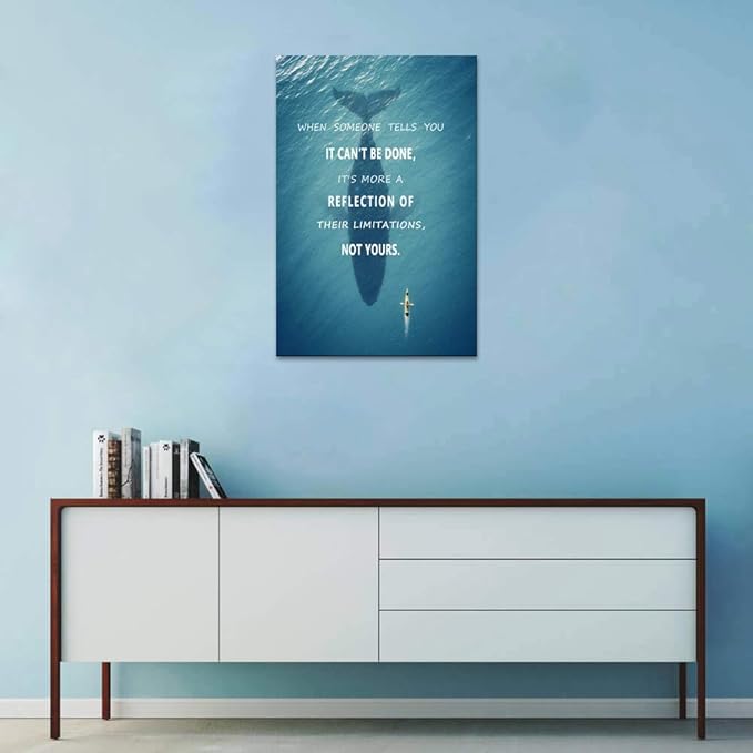 Yatsen Bridge Inspirational Wall Art Creative Ocean Challenge Limitation Canvas Painting Modern Success Inspiration Motivation Motto Quote Posters Prints Artwork Home Offce Decor Framed (24x36 in)