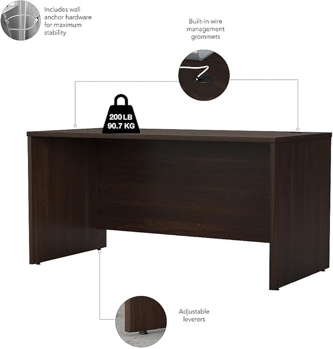 Bush Business Furniture Studio C 60W x 30D Office Desk in Black Walnut, Computer Table for Home or Professional Workspace