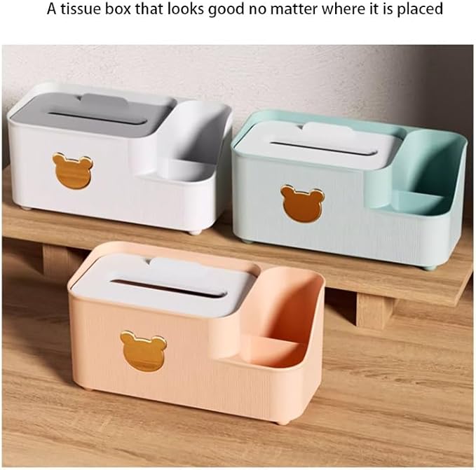 Stylish Tissue Box Multifunctional Tissue Box Tissue Box Cover with Storage Tissue and Remote Control Holder for Home Office Desk Bedroom Modern Tissue Box (Color : Pink, Size : B) (White B)