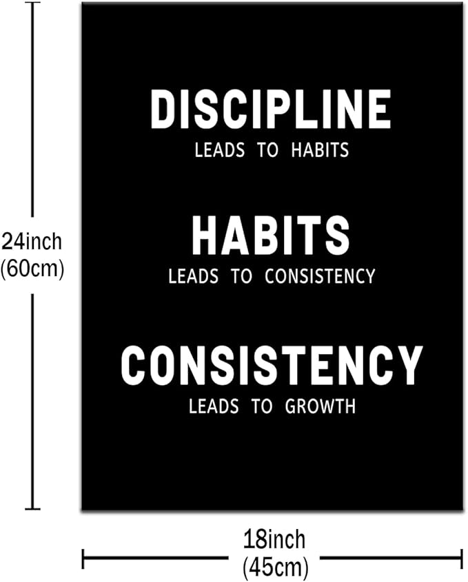 Discipline Habits Consistency Inspirational Wall Art for Office Decor Motivational Canvas Poster Print Inspiring Picture Painting Artwork for Bedroom Classroom Gym Wall Decor [18''Wx24''H]