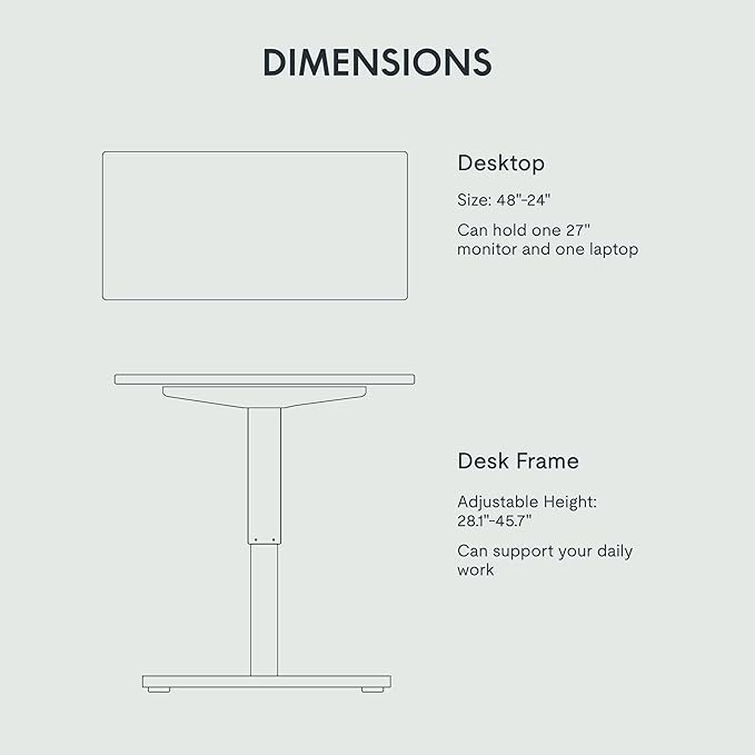 FLEXISPOT EN2 48''x24'' Electric Standing Desk with PC Stand Bundle, One-Piece Desktop, Easy-to-Install Hanging Design PC Mount, Bundle for Home Office, Game & Small Spaces, Black