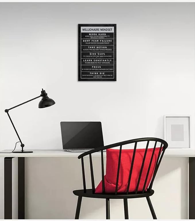 Inspirational Canvas Wall Art Motivational Entrepreneur Proverbs Millionaire Mindset Inspirational Painting Poster Print Artwork Office Wall Decoration Frame Ready to Hang[12" W X 18" H]