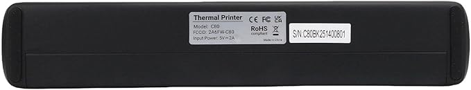 Asixxsix Thermal Printer Portable Wireless Mini Inkless Printer 203DPI Compact for Office Travel with 2600mAh Battery and 57 216mm Paper Support