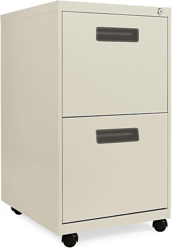 Alera PAFFPY Two-Drawer Metal Pedestal File, 14 7/8w x 19-1/8d x 27-3/4h, Putty
