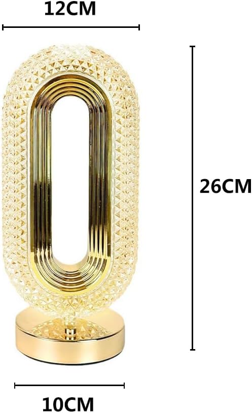 Crystal Bedside Lamp, 3-Color & Dimmable LED Desk Lamp with USB-C Rechargeable Battery, Touch Control Modern Night Light for Bedroom, Office, Living Room Decor (3000K 4500K 6000K)